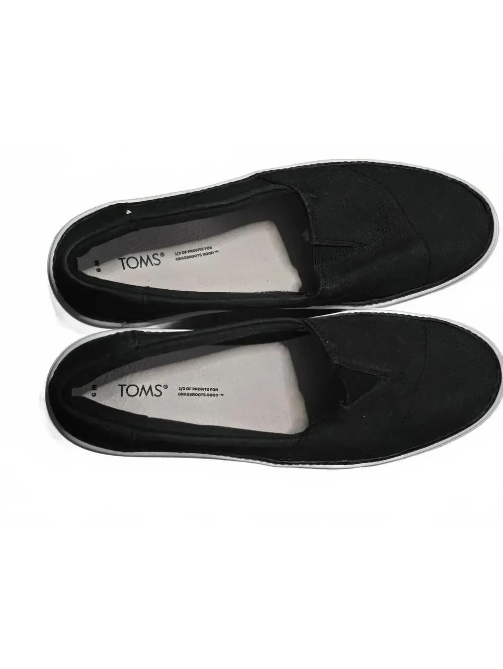 TOMS Black Canvas Slip-On Shoes Women’s Size 9 M White Rubber Sole